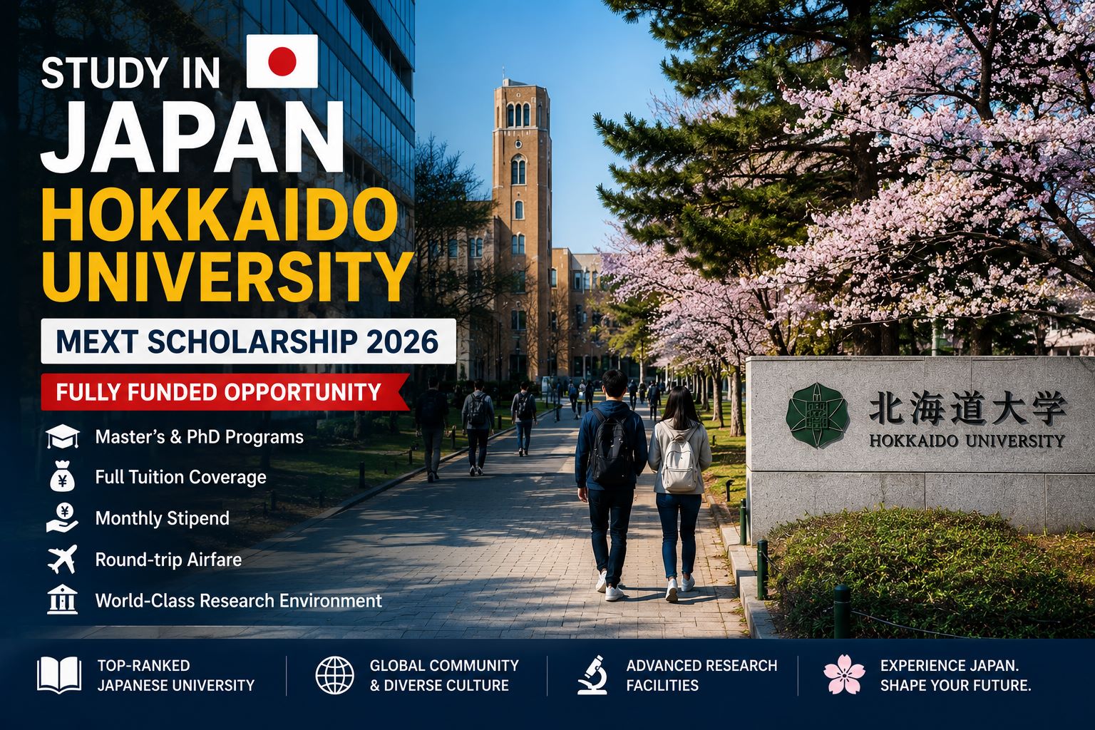 Hokkaido University MEXT Scholarship 2026 in Japan